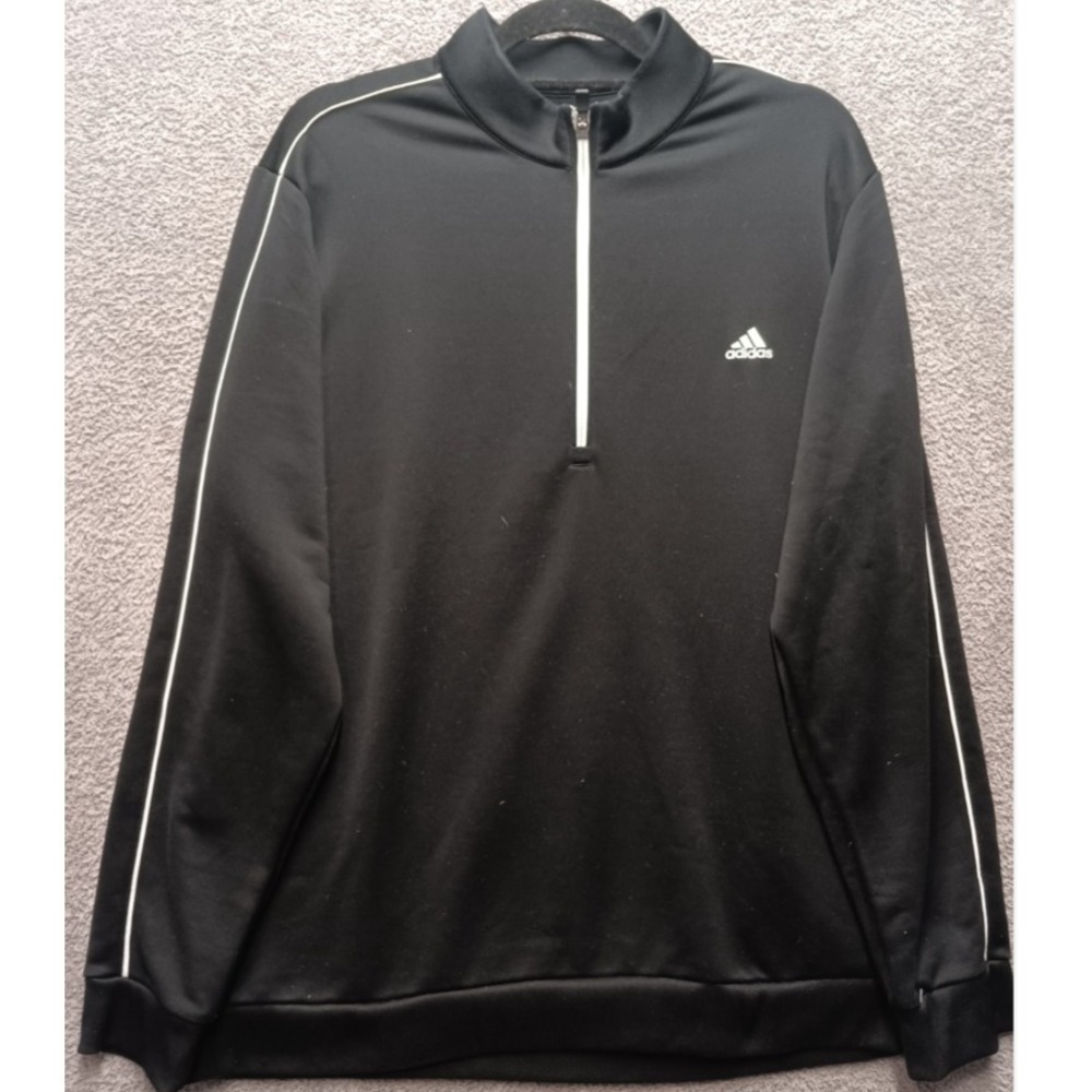 Adidas Golf L Black 1/4 Zip Pullover Top Men RN88387 Athletic Training Layer Sof